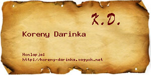 Koreny Darinka névjegykártya